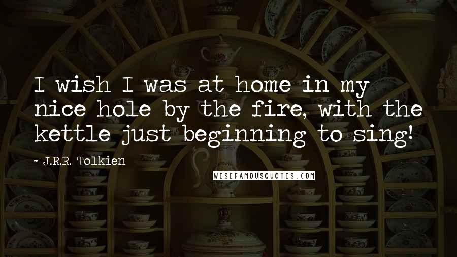 J.R.R. Tolkien Quotes: I wish I was at home in my nice hole by the fire, with the kettle just beginning to sing!