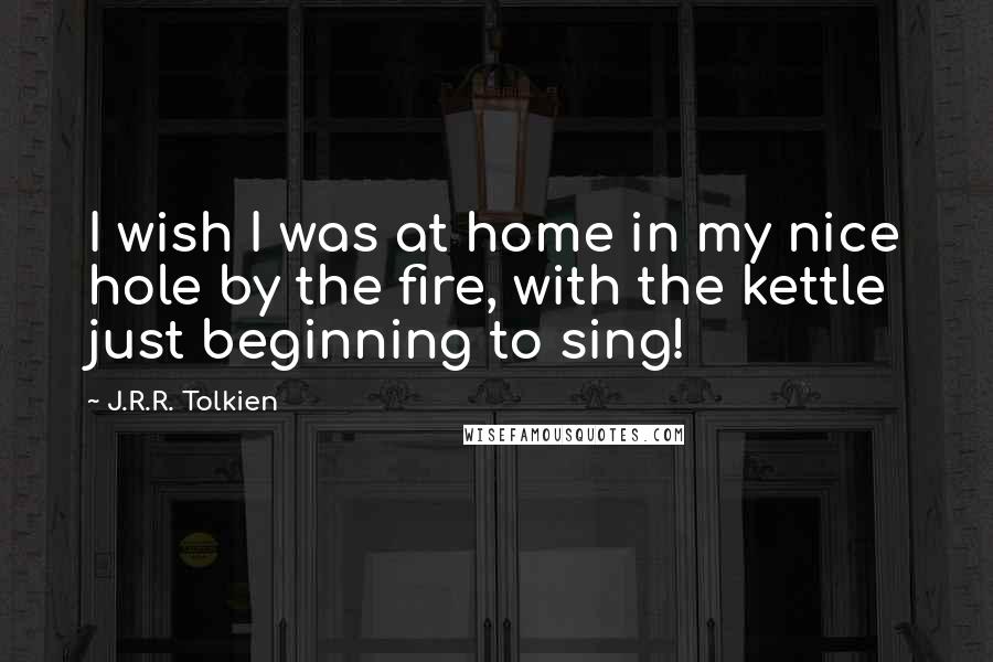 J.R.R. Tolkien Quotes: I wish I was at home in my nice hole by the fire, with the kettle just beginning to sing!