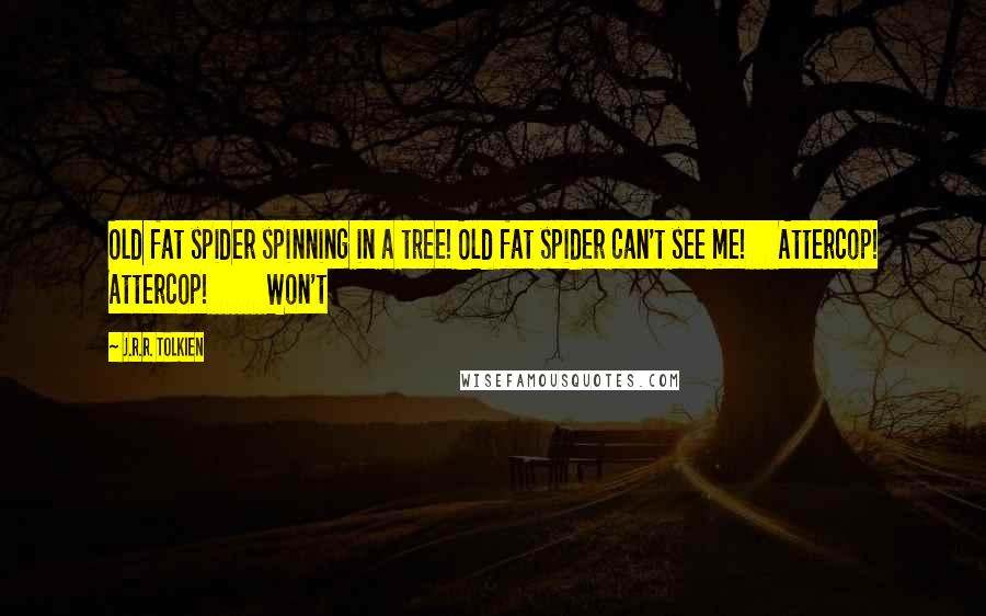 J.R.R. Tolkien Quotes: Old fat spider spinning in a tree! Old fat spider can't see me! Attercop! Attercop! Won't