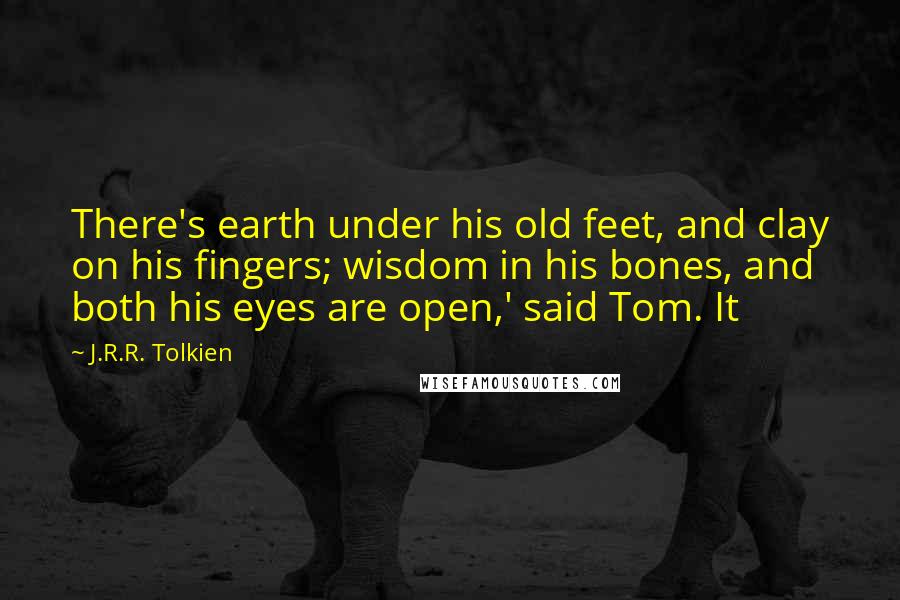 J.R.R. Tolkien Quotes: There's earth under his old feet, and clay on his fingers; wisdom in his bones, and both his eyes are open,' said Tom. It