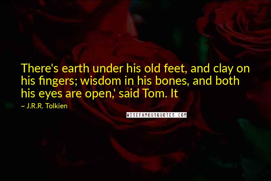J.R.R. Tolkien Quotes: There's earth under his old feet, and clay on his fingers; wisdom in his bones, and both his eyes are open,' said Tom. It