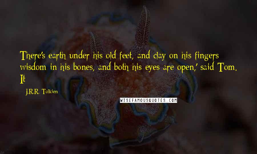 J.R.R. Tolkien Quotes: There's earth under his old feet, and clay on his fingers; wisdom in his bones, and both his eyes are open,' said Tom. It