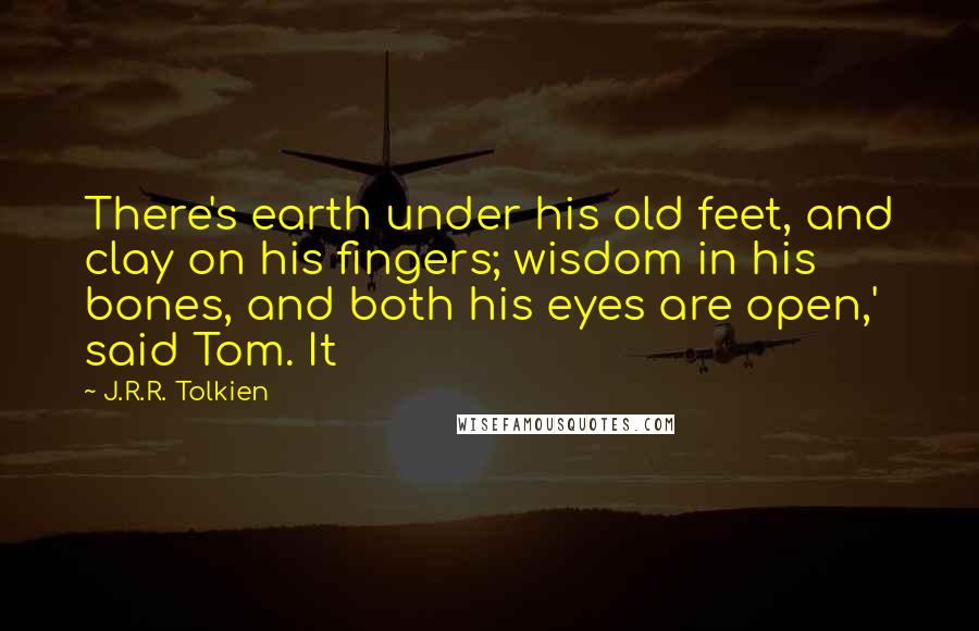 J.R.R. Tolkien Quotes: There's earth under his old feet, and clay on his fingers; wisdom in his bones, and both his eyes are open,' said Tom. It