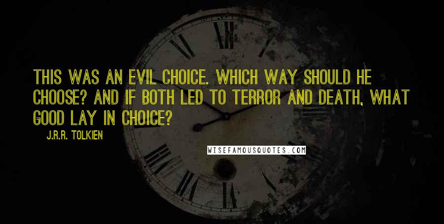 J.R.R. Tolkien Quotes: This was an evil choice. Which way should he choose? And if both led to terror and death, what good lay in choice?