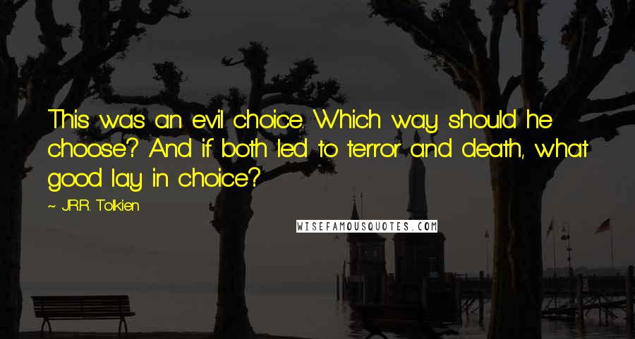 J.R.R. Tolkien Quotes: This was an evil choice. Which way should he choose? And if both led to terror and death, what good lay in choice?