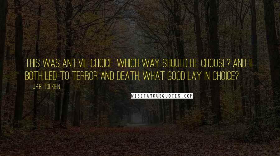 J.R.R. Tolkien Quotes: This was an evil choice. Which way should he choose? And if both led to terror and death, what good lay in choice?