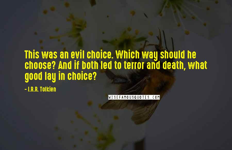 J.R.R. Tolkien Quotes: This was an evil choice. Which way should he choose? And if both led to terror and death, what good lay in choice?