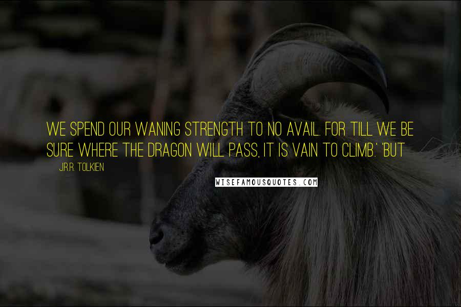 J.R.R. Tolkien Quotes: We spend our waning strength to no avail. For till we be sure where the Dragon will pass, it is vain to climb.' 'But