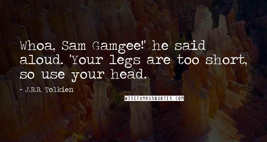J.R.R. Tolkien Quotes: Whoa, Sam Gamgee!' he said aloud. 'Your legs are too short, so use your head.