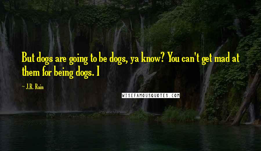 J.R. Rain Quotes: But dogs are going to be dogs, ya know? You can't get mad at them for being dogs. I