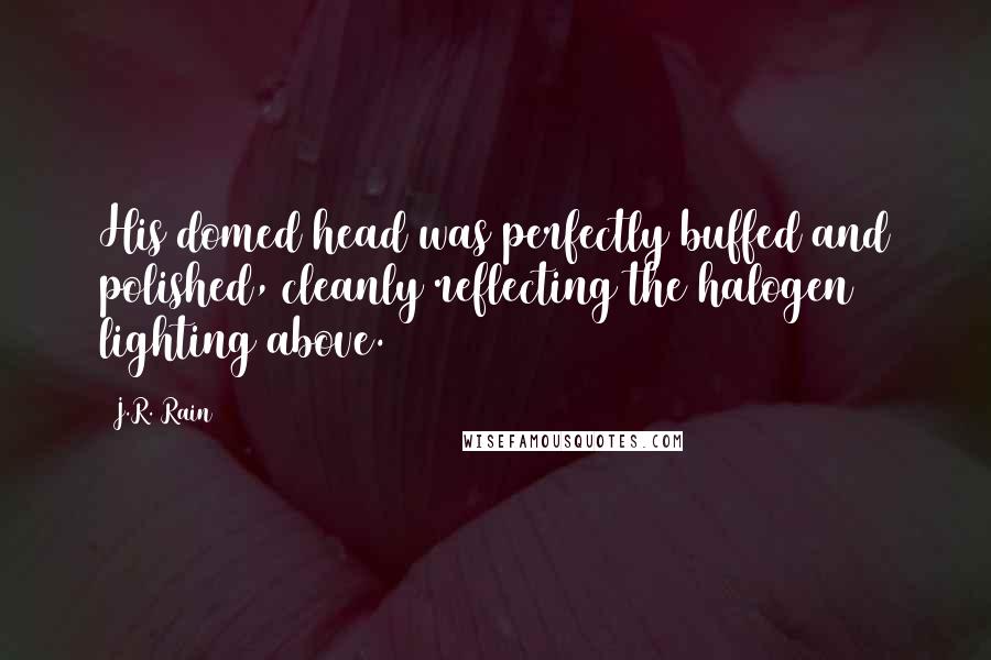 J.R. Rain Quotes: His domed head was perfectly buffed and polished, cleanly reflecting the halogen lighting above.
