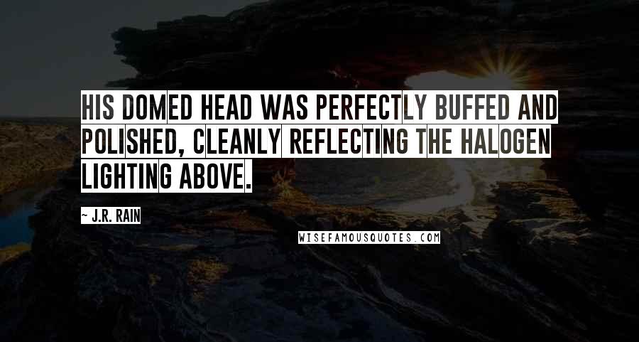 J.R. Rain Quotes: His domed head was perfectly buffed and polished, cleanly reflecting the halogen lighting above.