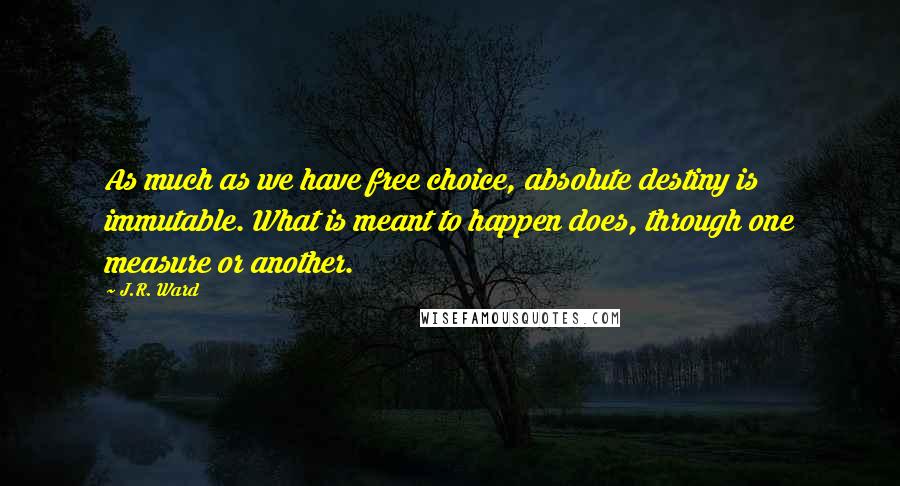 J.R. Ward Quotes: As much as we have free choice, absolute destiny is immutable. What is meant to happen does, through one measure or another.