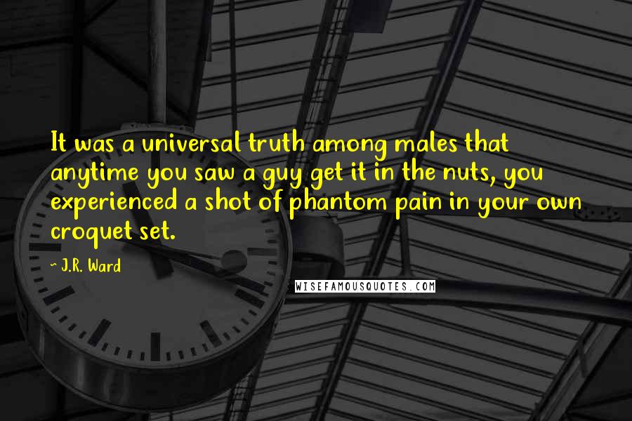 J.R. Ward Quotes: It was a universal truth among males that anytime you saw a guy get it in the nuts, you experienced a shot of phantom pain in your own croquet set.