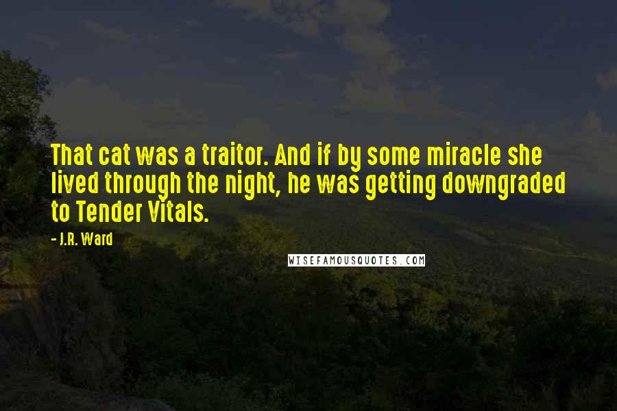 J.R. Ward Quotes: That cat was a traitor. And if by some miracle she lived through the night, he was getting downgraded to Tender Vitals.