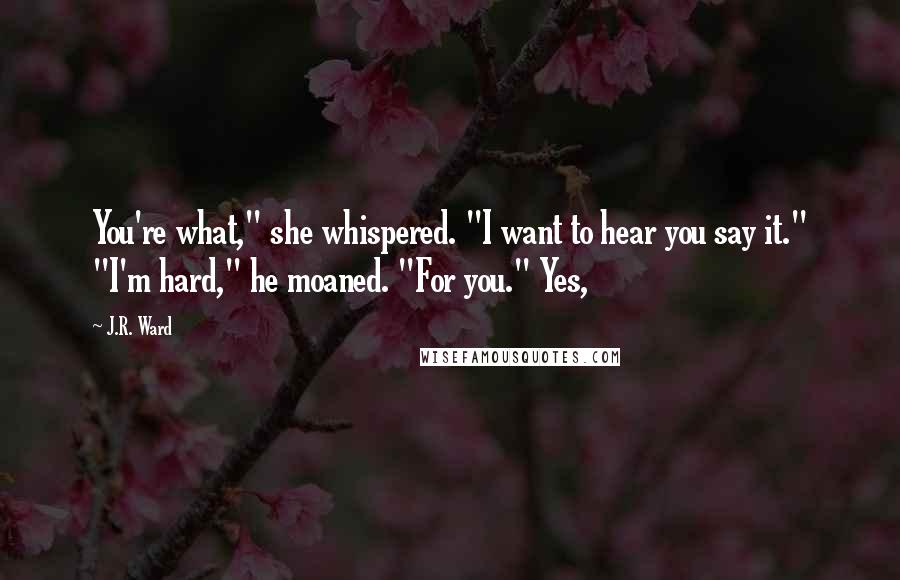 J.R. Ward Quotes: You're what," she whispered. "I want to hear you say it." "I'm hard," he moaned. "For you." Yes,