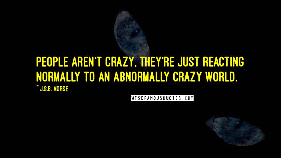 J.S.B. Morse Quotes: People aren't crazy, they're just reacting normally to an abnormally crazy world.