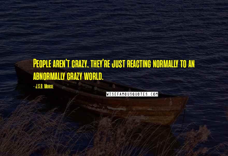 J.S.B. Morse Quotes: People aren't crazy, they're just reacting normally to an abnormally crazy world.