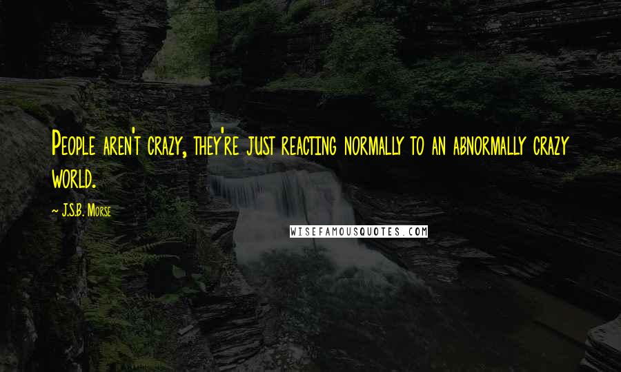 J.S.B. Morse Quotes: People aren't crazy, they're just reacting normally to an abnormally crazy world.