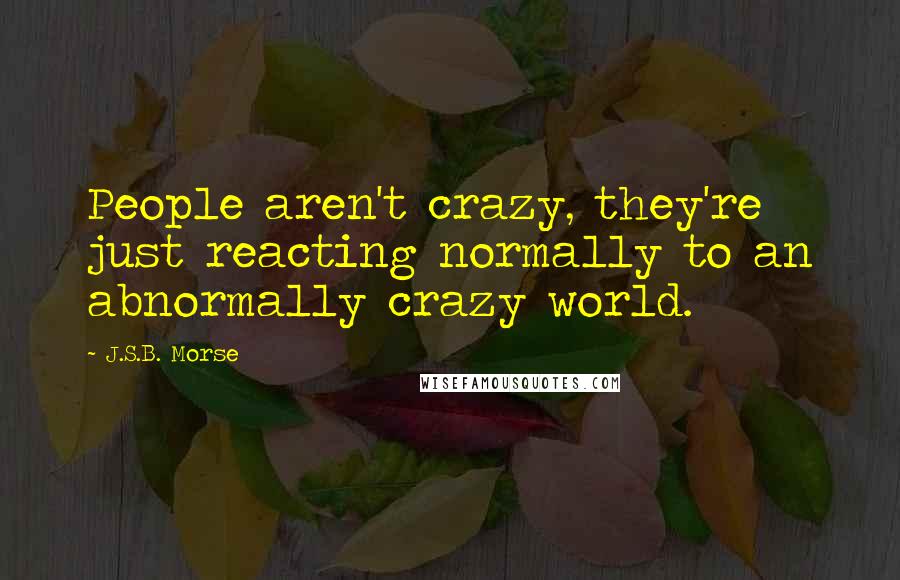 J.S.B. Morse Quotes: People aren't crazy, they're just reacting normally to an abnormally crazy world.