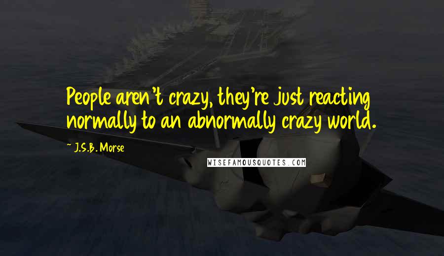 J.S.B. Morse Quotes: People aren't crazy, they're just reacting normally to an abnormally crazy world.