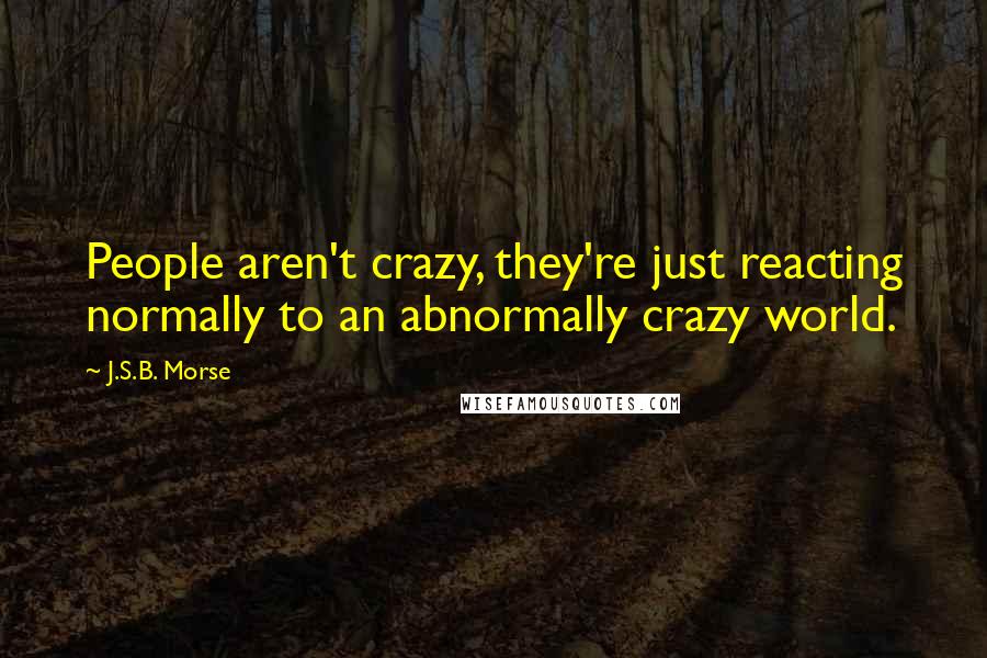 J.S.B. Morse Quotes: People aren't crazy, they're just reacting normally to an abnormally crazy world.