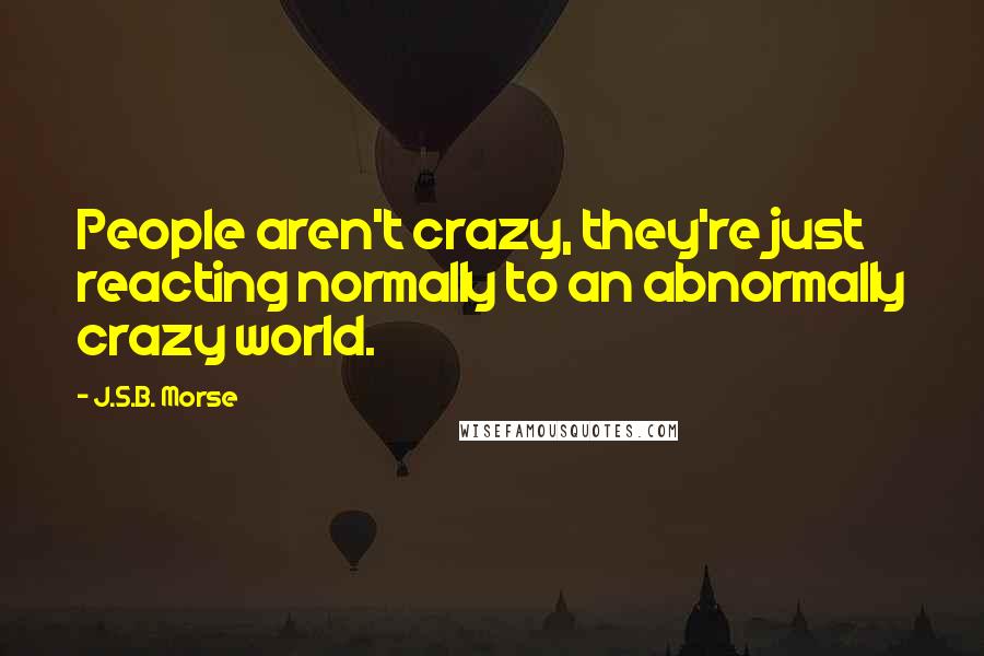 J.S.B. Morse Quotes: People aren't crazy, they're just reacting normally to an abnormally crazy world.