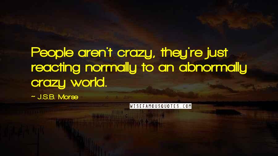 J.S.B. Morse Quotes: People aren't crazy, they're just reacting normally to an abnormally crazy world.