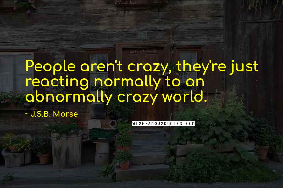J.S.B. Morse Quotes: People aren't crazy, they're just reacting normally to an abnormally crazy world.