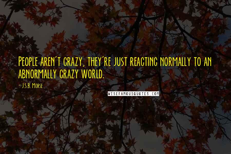 J.S.B. Morse Quotes: People aren't crazy, they're just reacting normally to an abnormally crazy world.