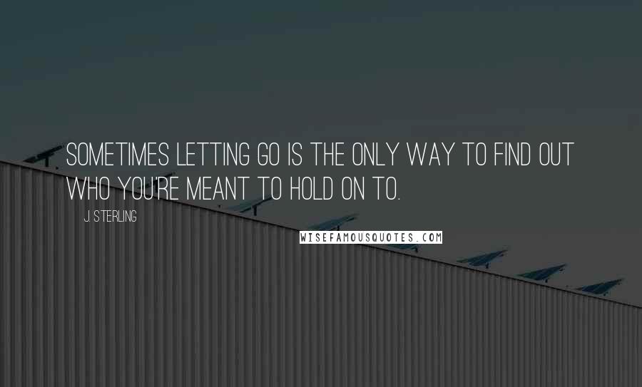 J. Sterling Quotes: Sometimes letting go is the only way to find out who you're meant to hold on to.