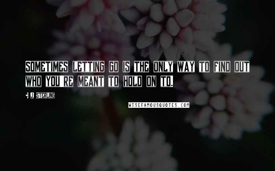 J. Sterling Quotes: Sometimes letting go is the only way to find out who you're meant to hold on to.