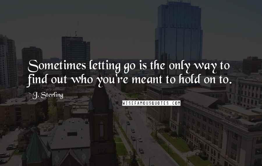 J. Sterling Quotes: Sometimes letting go is the only way to find out who you're meant to hold on to.