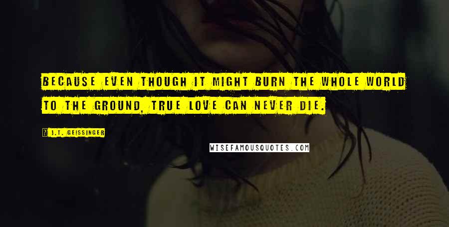 J.T. Geissinger Quotes: Because even though it might burn the whole world to the ground, true love can never die.