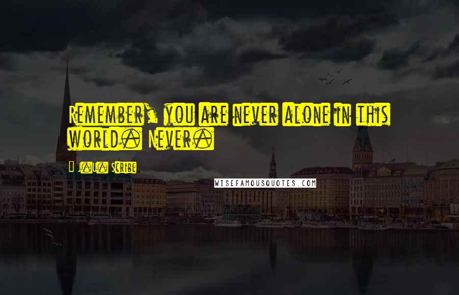 J.U. Scribe Quotes: Remember, you are never alone in this world. Never.