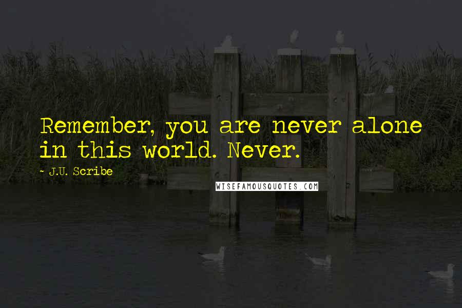 J.U. Scribe Quotes: Remember, you are never alone in this world. Never.