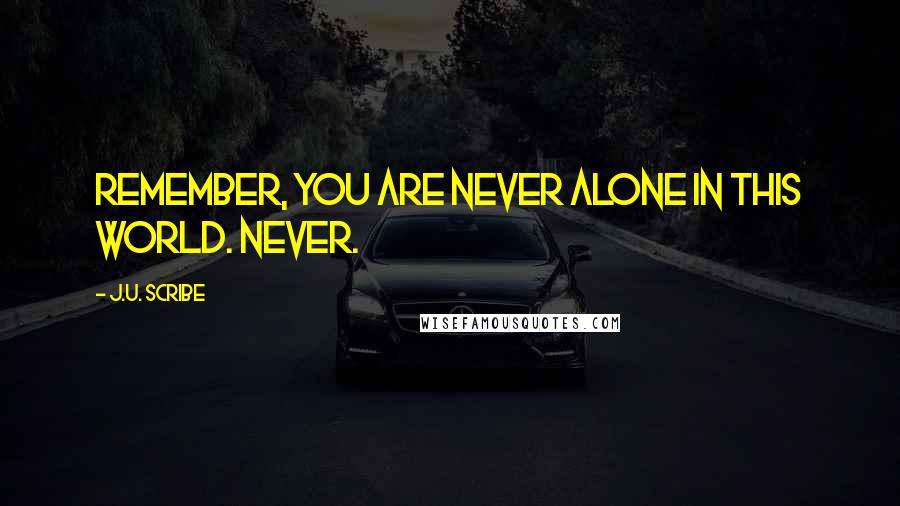 J.U. Scribe Quotes: Remember, you are never alone in this world. Never.