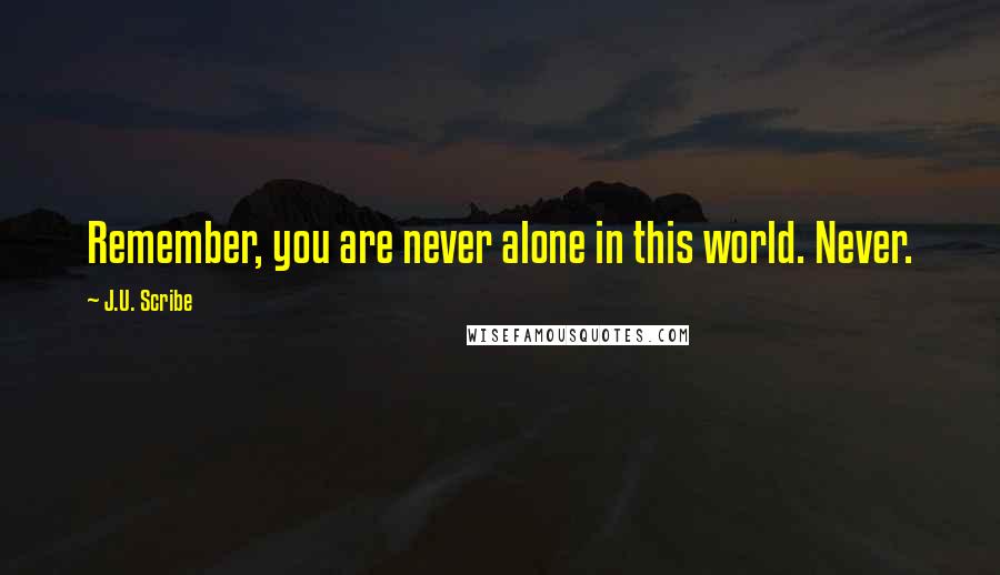 J.U. Scribe Quotes: Remember, you are never alone in this world. Never.