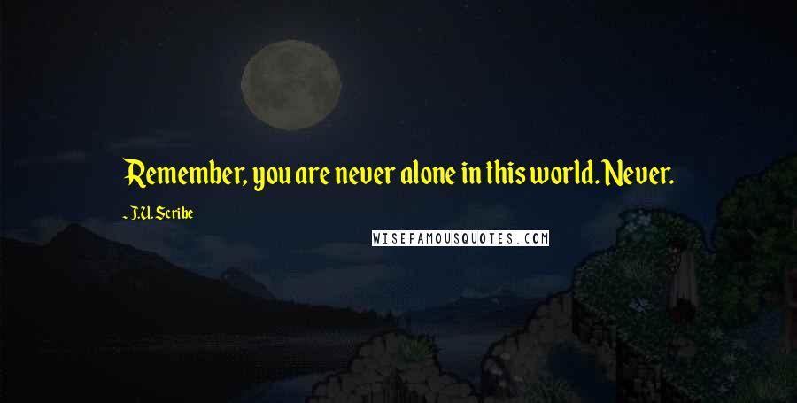 J.U. Scribe Quotes: Remember, you are never alone in this world. Never.