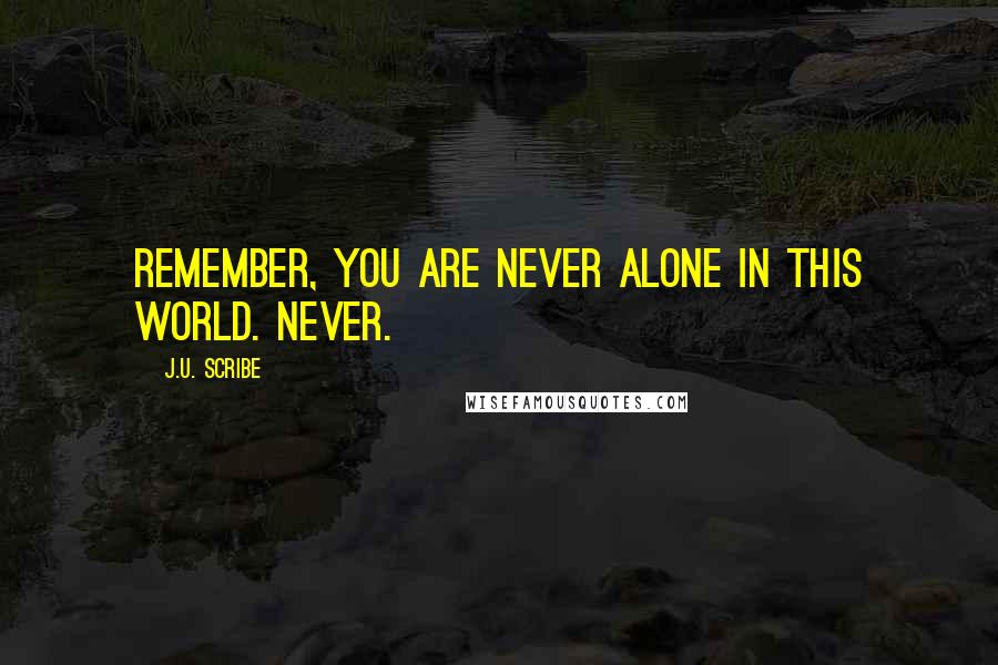 J.U. Scribe Quotes: Remember, you are never alone in this world. Never.