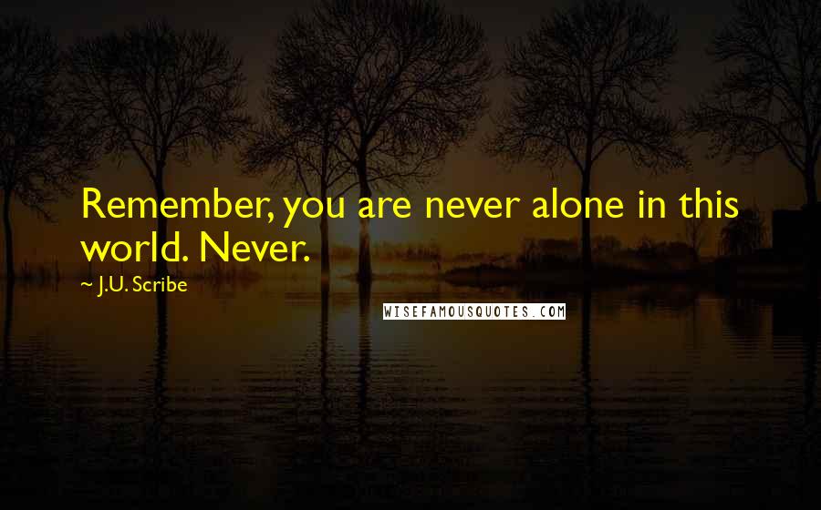 J.U. Scribe Quotes: Remember, you are never alone in this world. Never.