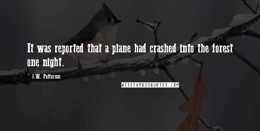 J.W. Patterson Quotes: It was reported that a plane had crashed into the forest one night.