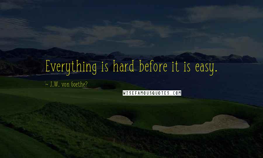 J.W. Von Goethe? Quotes: Everything is hard before it is easy.