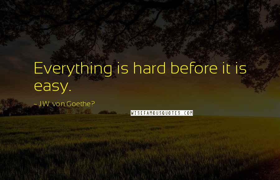 J.W. Von Goethe? Quotes: Everything is hard before it is easy.