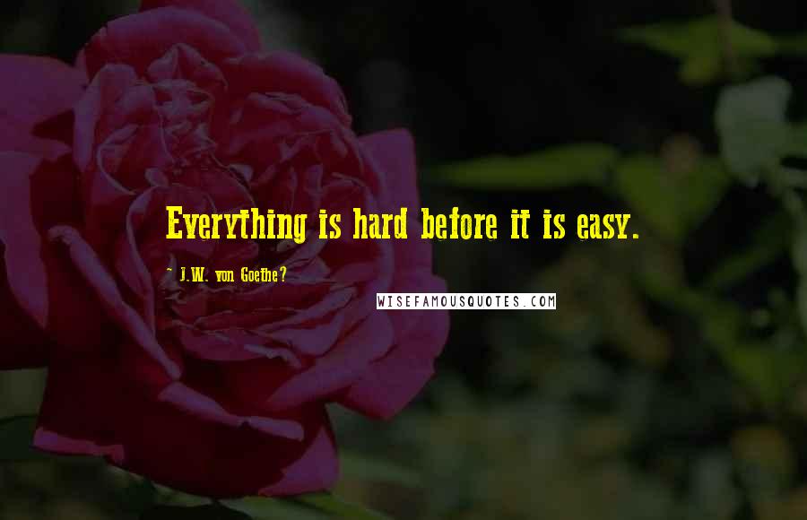 J.W. Von Goethe? Quotes: Everything is hard before it is easy.