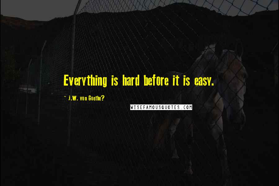 J.W. Von Goethe? Quotes: Everything is hard before it is easy.