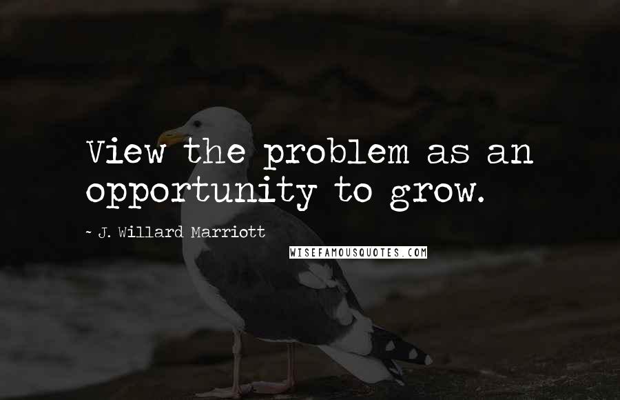 J. Willard Marriott Quotes: View the problem as an opportunity to grow.