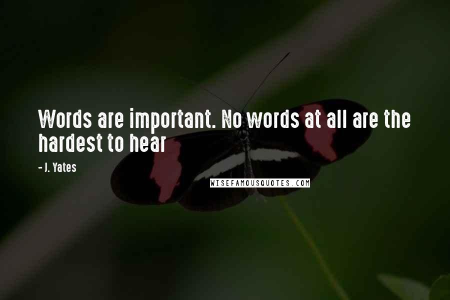 J. Yates Quotes: Words are important. No words at all are the hardest to hear