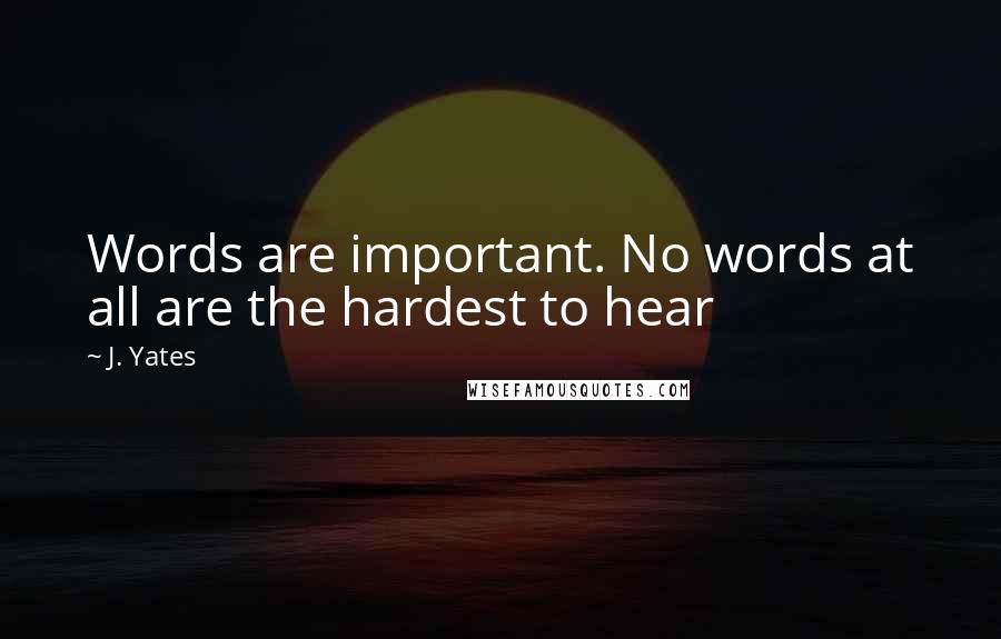 J. Yates Quotes: Words are important. No words at all are the hardest to hear