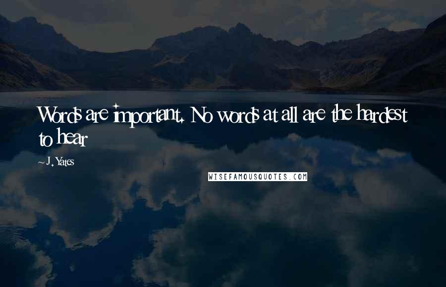 J. Yates Quotes: Words are important. No words at all are the hardest to hear